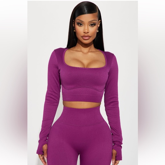 Fashion Nova Tops - ‘Werk It’ Seamless Active Top - Plum Size L/XL NWOT